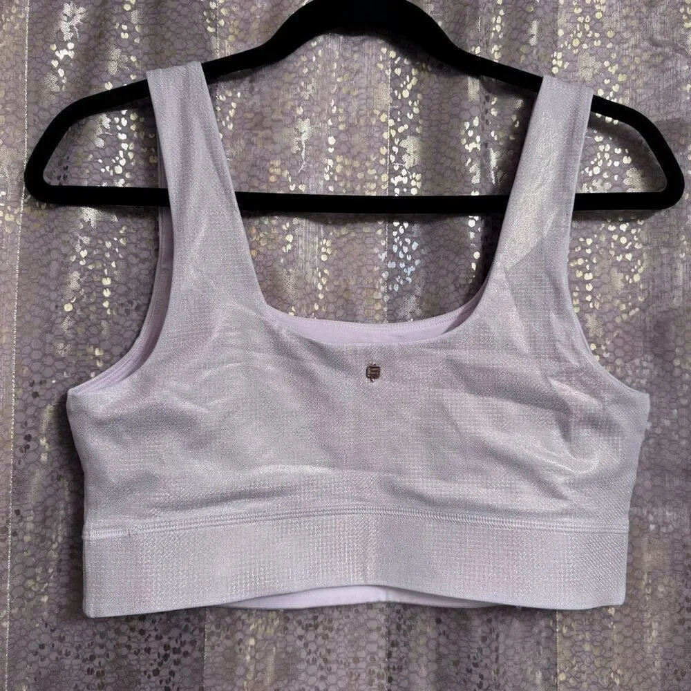 Fabletics Gold Harlyn Hologram Sparkly Shimmering Sports Bra S/M